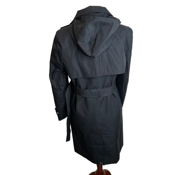 J.Crew Womens $348 Petite New Icon Trench Coat Black Size P0 BF458 - Picture 10 of 13